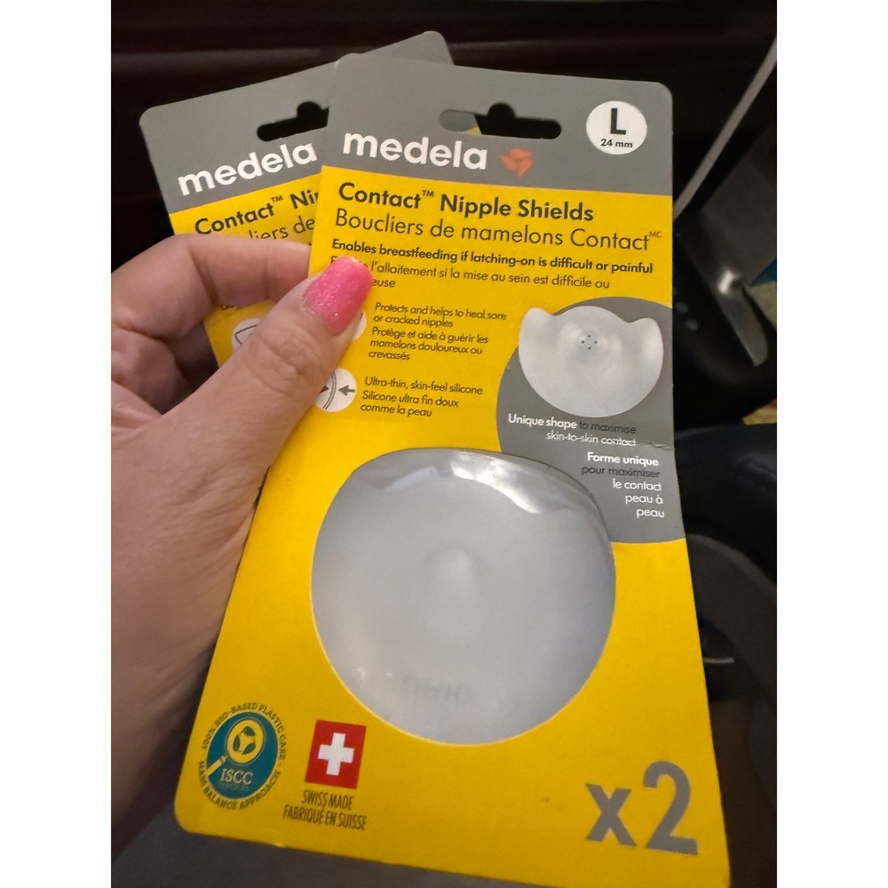 Medela Contact Nursing Shields 24mm Clear Silicone 2-Pack x2 NWT